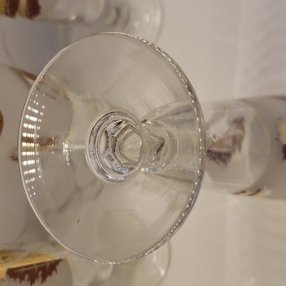 SET of 6 Libbey Pilsner Flute stem Beer glasses Frosted gold leaf 8.25" x 2.75" - Picture 12 of 12